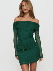 Olympique Long Sleeve Mini Dress Teal