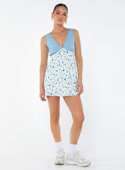 Nellie Spliced Mini Dress Blue / White