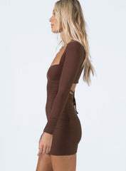 Nolan Long Sleeve Mini Dress Brown