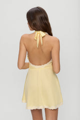 Audrey Satin Mini Dress - Whipped Butter Dottie