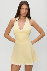 Audrey Satin Mini Dress - Whipped Butter Dottie