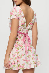 Belladonna Cotton Floral Mini Dress - Rosebush