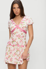 Belladonna Cotton Floral Mini Dress - Rosebush