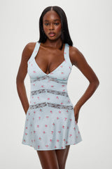 Sedona Satin Lace Mini Dress - Tiny Bouquet