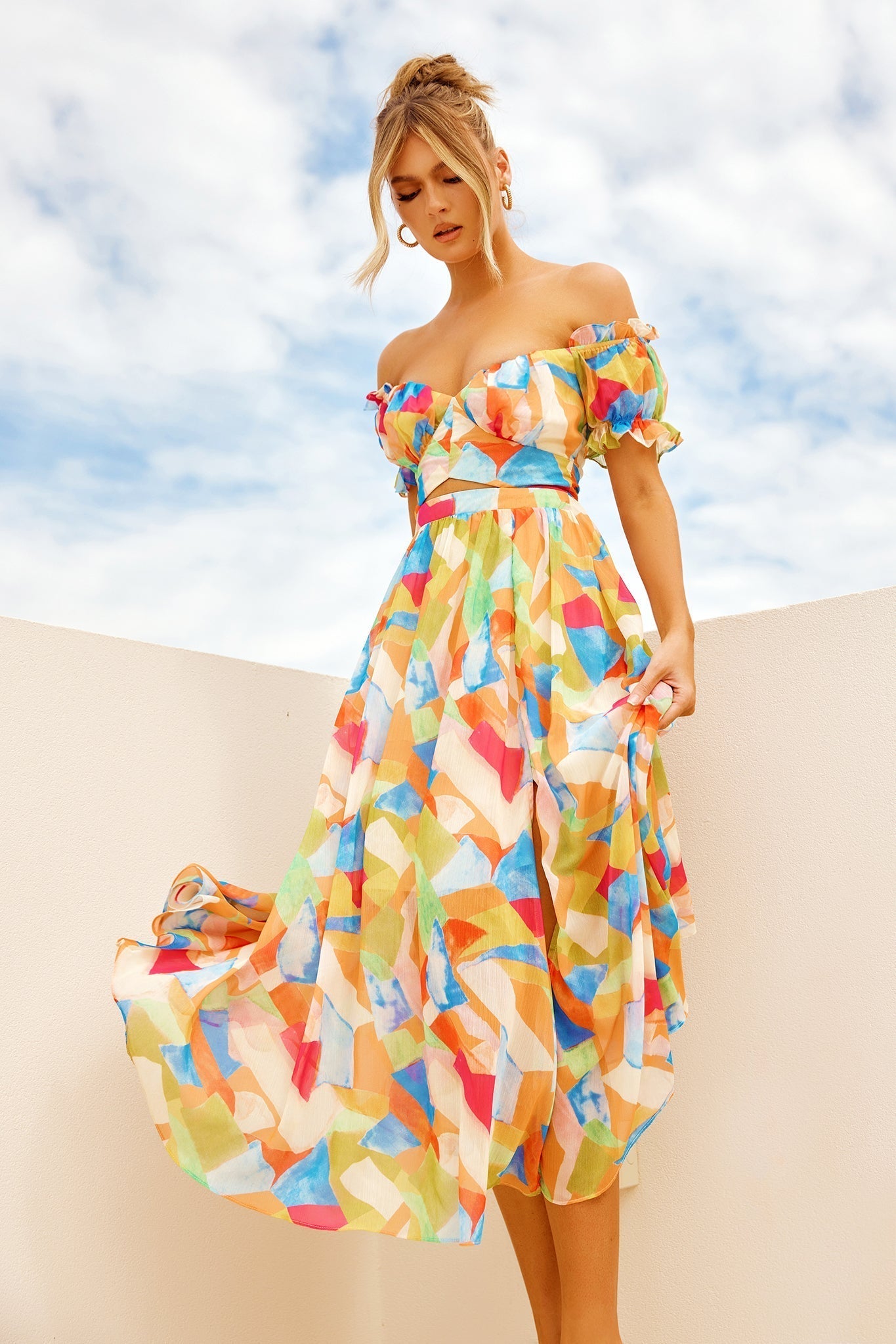 Fresh Start Midi Dress - Yellow Multi