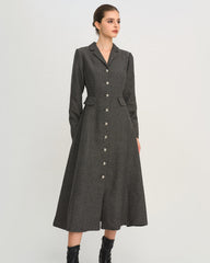 Grey A-Line Button Maxi Dress