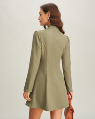 Green Tie Neck A-Line Mini Dress