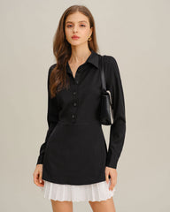 Black Contrasting A-Line Mini Dress