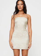 Ramie Strapless Mini Dress Champagne