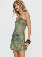 Lanaia Halter Mini Dress Green Paisley