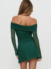 Olympique Long Sleeve Mini Dress Teal