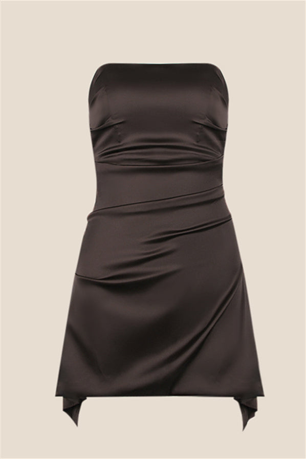 Strapless Grey Ruched Short Homecoming Dress