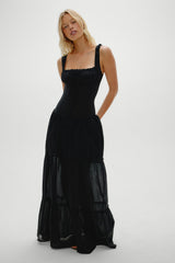 Christabelle Ruffle Maxi Dress - Black