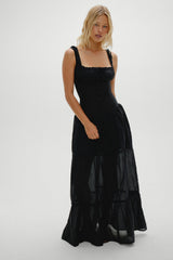 Christabelle Ruffle Maxi Dress - Black