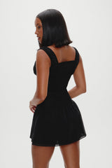 Christa Ruffle Mini Dress - Black