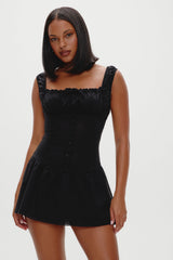 Christa Ruffle Mini Dress - Black