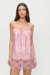 First Crush Satin Babydoll Dress - Pillow Talk Pink