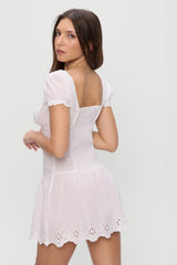 Lucien Cotton Embroidered Mini Dress - Optic White