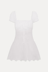 Lucien Cotton Embroidered Mini Dress - Optic White