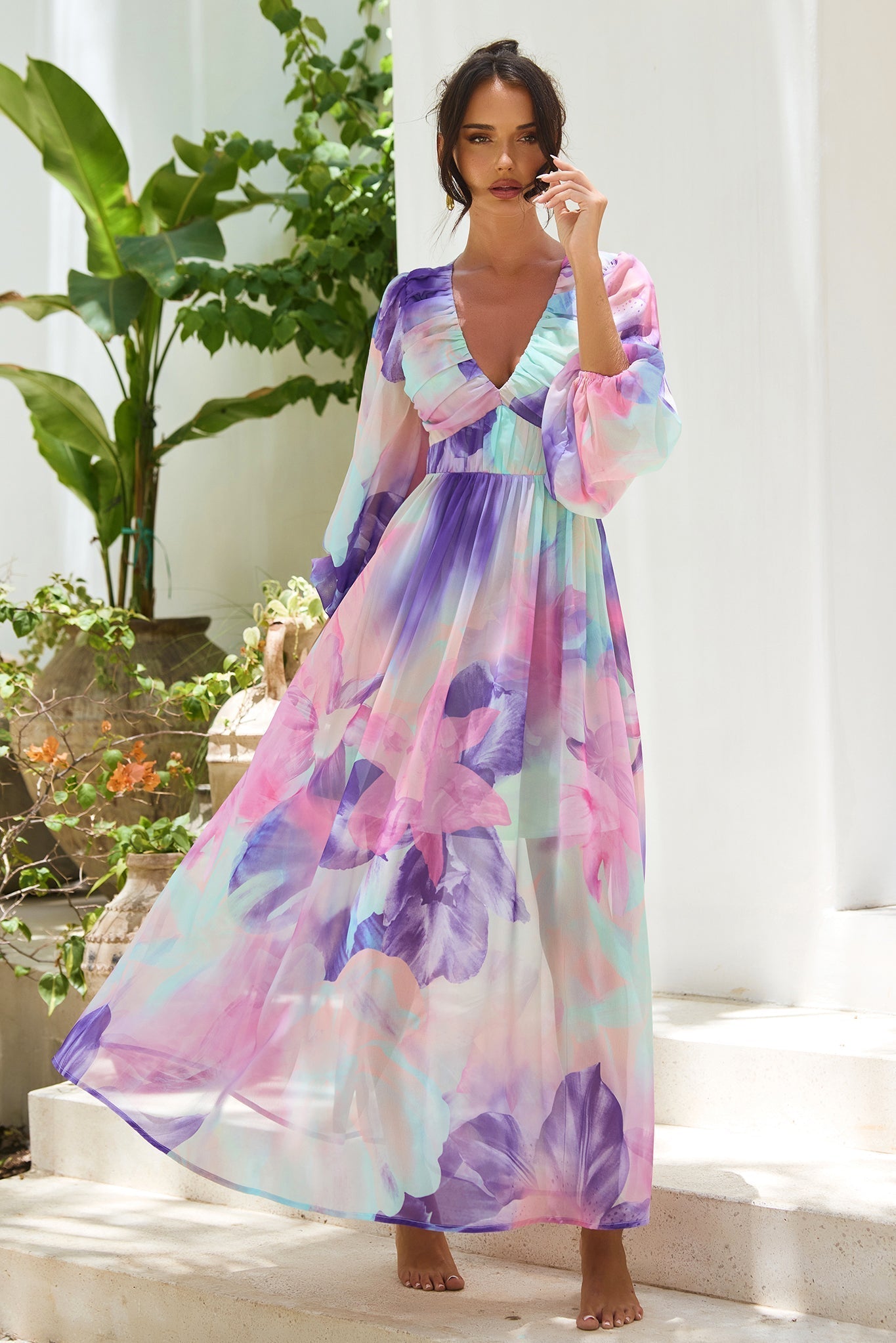Coastlines Maxi Dress - Purple Multi