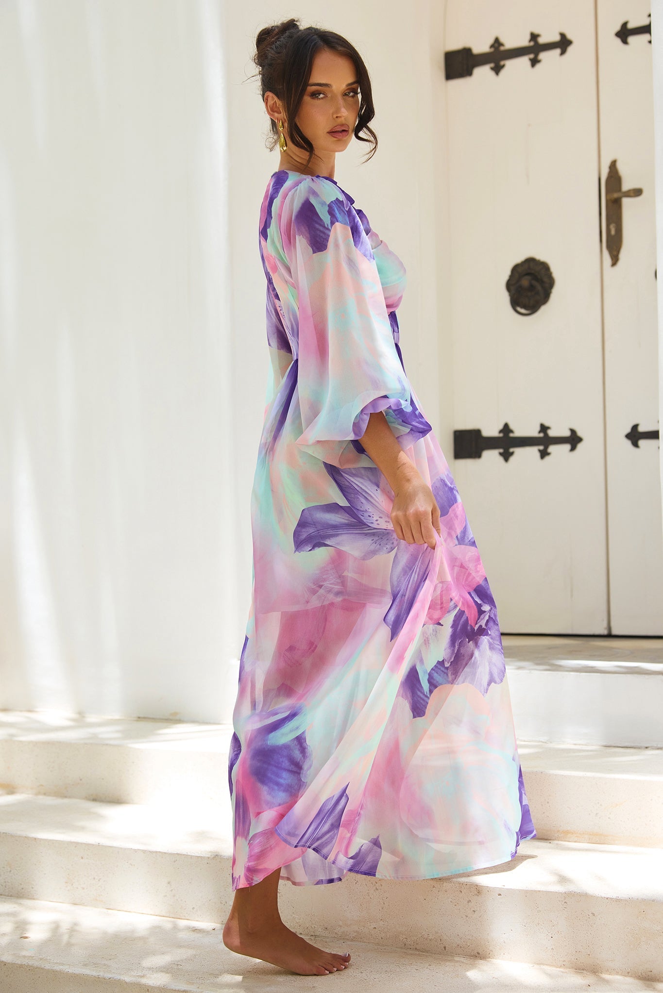 Coastlines Maxi Dress - Purple Multi