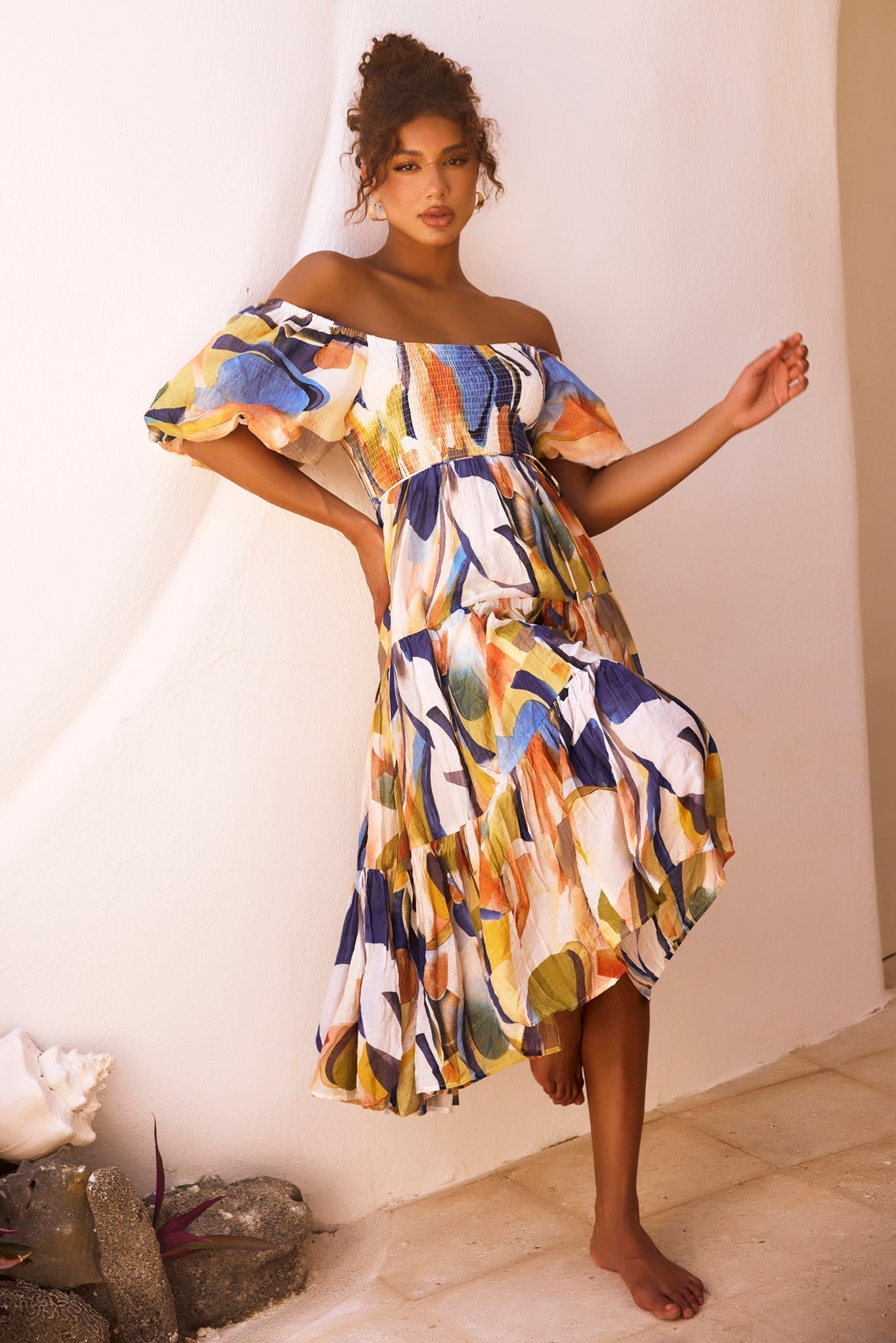 Sunny Spell Midi Dress - Blue Multi