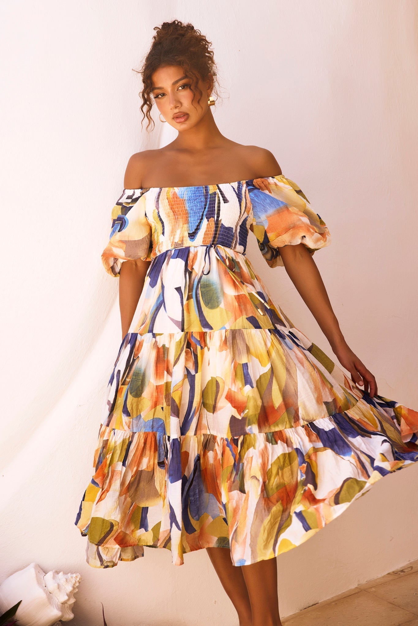 Sunny Spell Midi Dress - Blue Multi