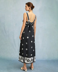 Black Floral Contrasting Slip Maxi Dress