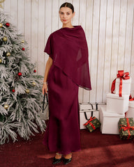Wine Red Shawl Maxi Dress
