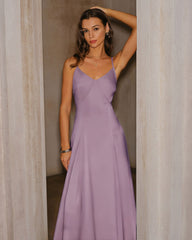 Purple Satin Slip Maxi Dress